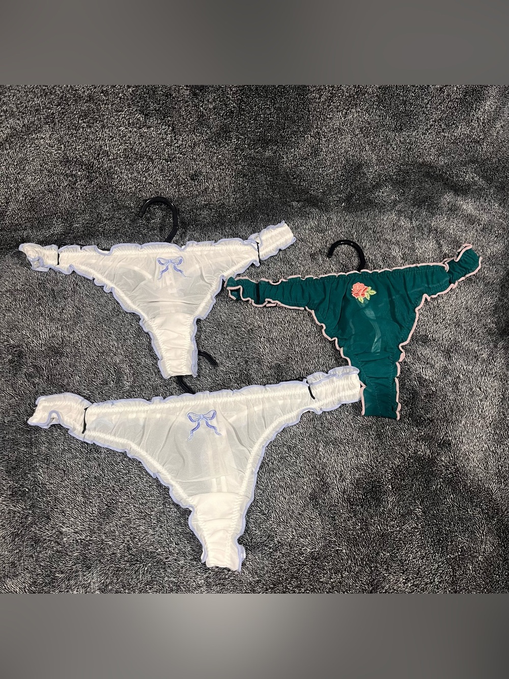 Urban Outfitters Out From Under Mesh Thongs with ruffled edges set size M